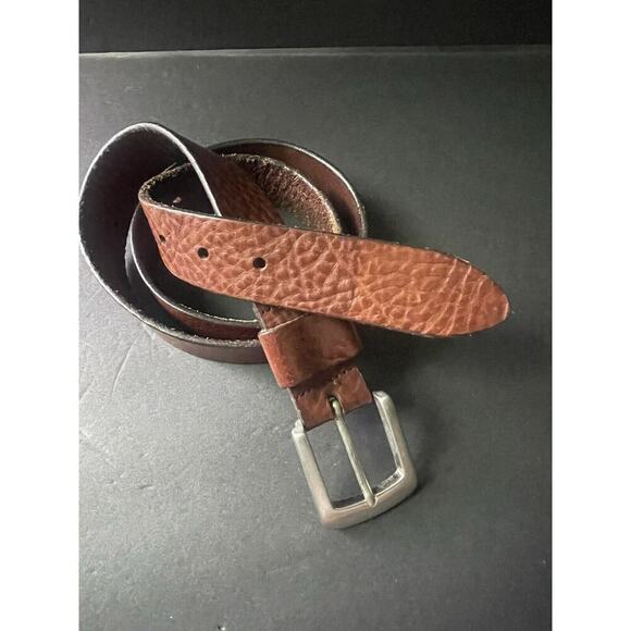 Kenneth Cole Mens Pebbled Leather Belt Brown 40/100 Made In Italy Buckle Casual - Picture 1 of 10